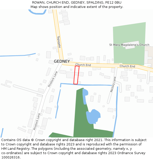 ROWAN, CHURCH END, GEDNEY, SPALDING, PE12 0BU: Location map and indicative extent of plot