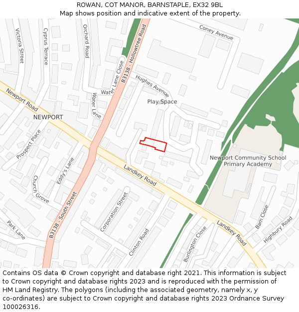 ROWAN, COT MANOR, BARNSTAPLE, EX32 9BL: Location map and indicative extent of plot