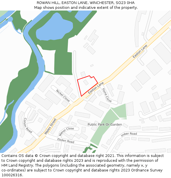 ROWAN HILL, EASTON LANE, WINCHESTER, SO23 0HA: Location map and indicative extent of plot