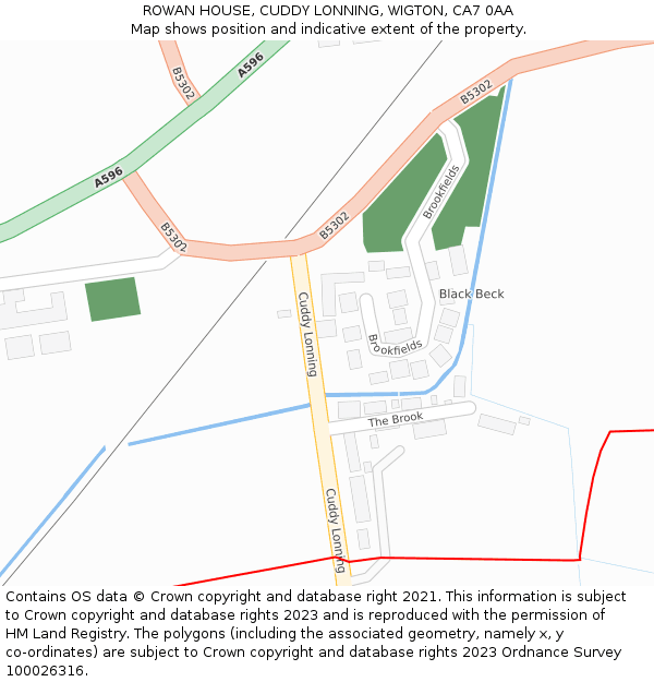 ROWAN HOUSE, CUDDY LONNING, WIGTON, CA7 0AA: Location map and indicative extent of plot