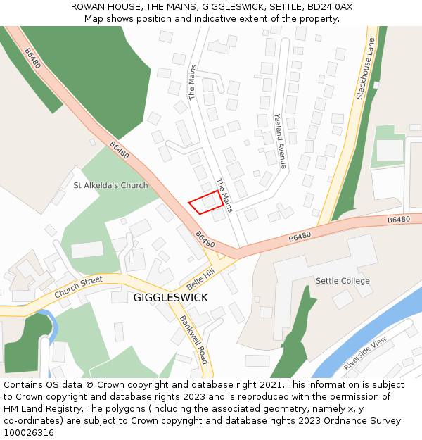 ROWAN HOUSE, THE MAINS, GIGGLESWICK, SETTLE, BD24 0AX: Location map and indicative extent of plot
