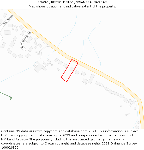 ROWAN, REYNOLDSTON, SWANSEA, SA3 1AE: Location map and indicative extent of plot