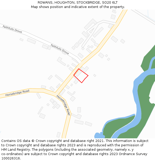 ROWANS, HOUGHTON, STOCKBRIDGE, SO20 6LT: Location map and indicative extent of plot