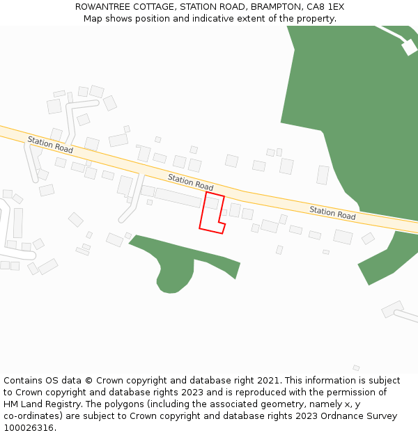 ROWANTREE COTTAGE, STATION ROAD, BRAMPTON, CA8 1EX: Location map and indicative extent of plot