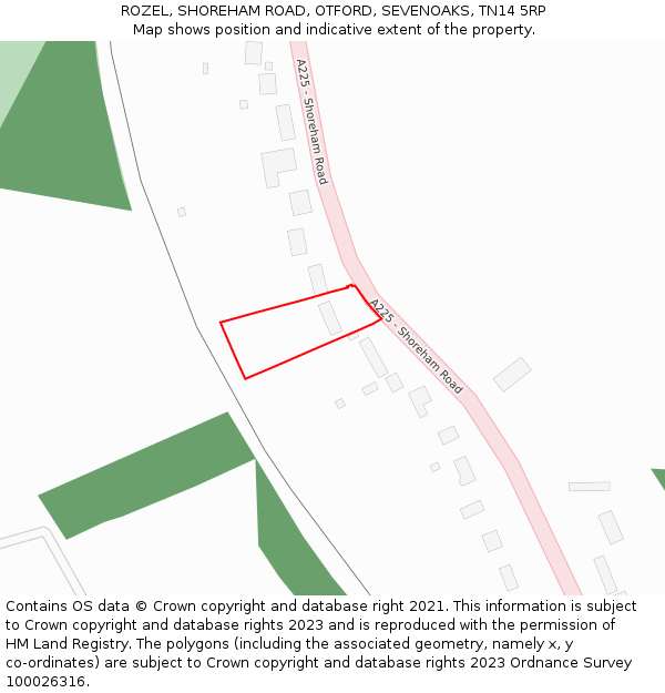 ROZEL, SHOREHAM ROAD, OTFORD, SEVENOAKS, TN14 5RP: Location map and indicative extent of plot