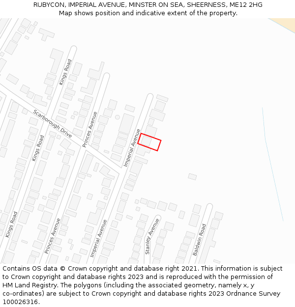 RUBYCON, IMPERIAL AVENUE, MINSTER ON SEA, SHEERNESS, ME12 2HG: Location map and indicative extent of plot