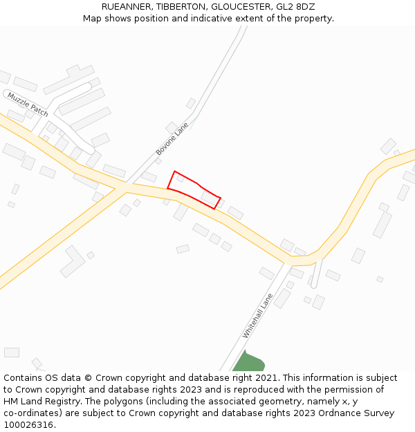 RUEANNER, TIBBERTON, GLOUCESTER, GL2 8DZ: Location map and indicative extent of plot