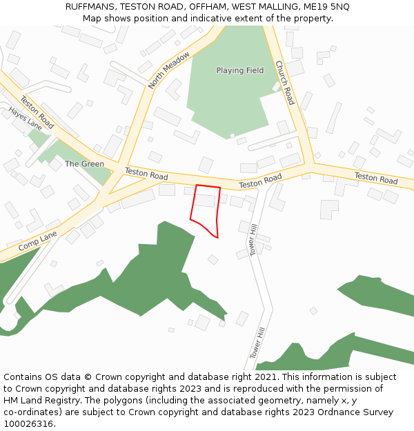 RUFFMANS, TESTON ROAD, OFFHAM, WEST MALLING, ME19 5NQ: Location map and indicative extent of plot