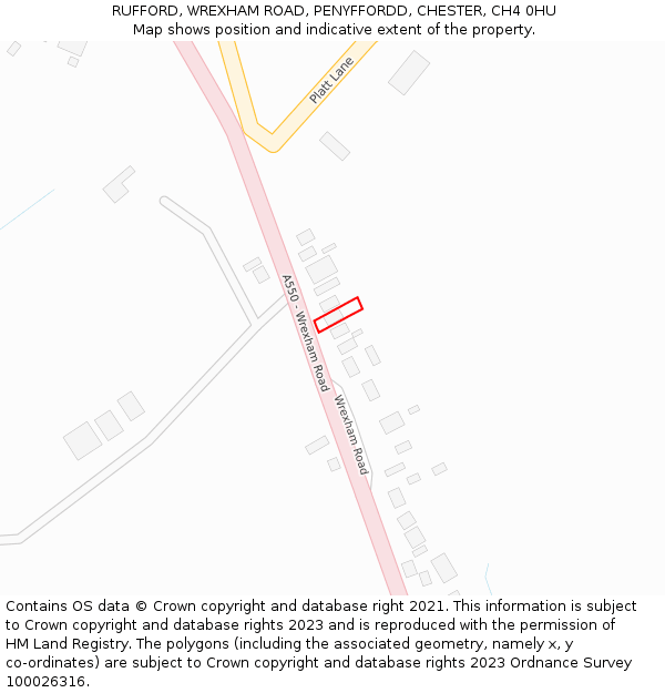 RUFFORD, WREXHAM ROAD, PENYFFORDD, CHESTER, CH4 0HU: Location map and indicative extent of plot