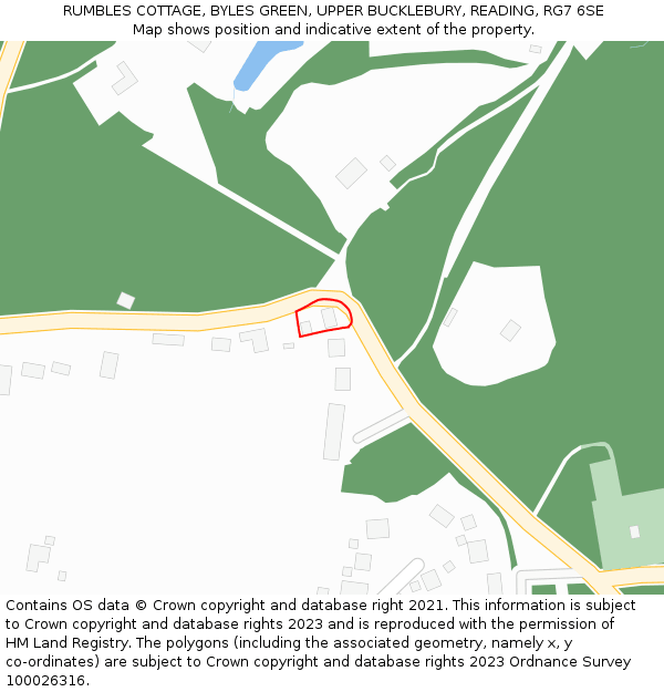RUMBLES COTTAGE, BYLES GREEN, UPPER BUCKLEBURY, READING, RG7 6SE: Location map and indicative extent of plot