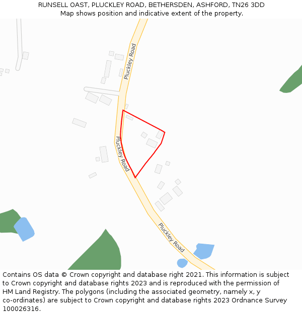 RUNSELL OAST, PLUCKLEY ROAD, BETHERSDEN, ASHFORD, TN26 3DD: Location map and indicative extent of plot