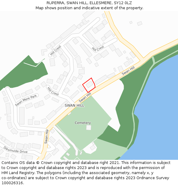 RUPERRA, SWAN HILL, ELLESMERE, SY12 0LZ: Location map and indicative extent of plot