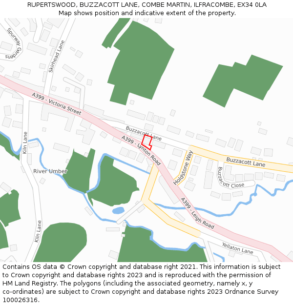 RUPERTSWOOD, BUZZACOTT LANE, COMBE MARTIN, ILFRACOMBE, EX34 0LA: Location map and indicative extent of plot