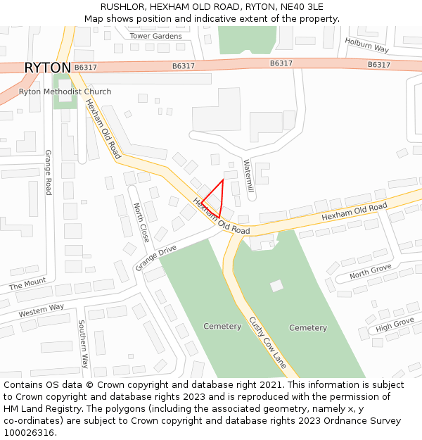 RUSHLOR, HEXHAM OLD ROAD, RYTON, NE40 3LE: Location map and indicative extent of plot