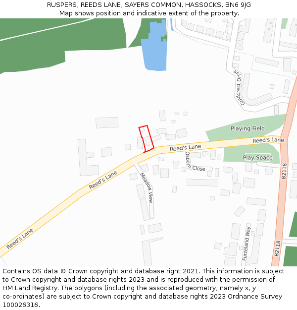 RUSPERS, REEDS LANE, SAYERS COMMON, HASSOCKS, BN6 9JG: Location map and indicative extent of plot