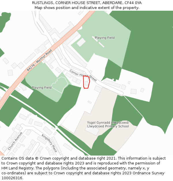 RUSTLINGS, CORNER HOUSE STREET, ABERDARE, CF44 0YA: Location map and indicative extent of plot