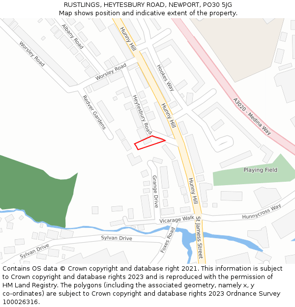 RUSTLINGS, HEYTESBURY ROAD, NEWPORT, PO30 5JG: Location map and indicative extent of plot