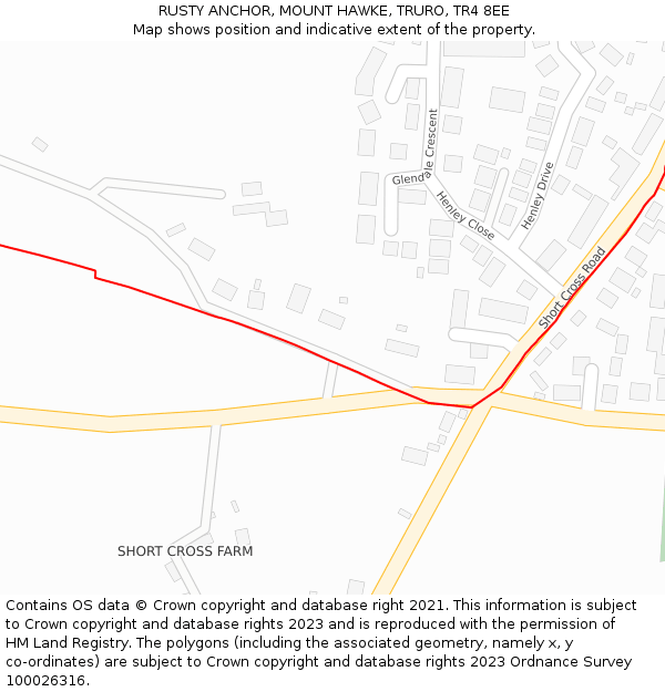 RUSTY ANCHOR, MOUNT HAWKE, TRURO, TR4 8EE: Location map and indicative extent of plot