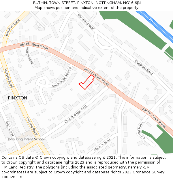 RUTHIN, TOWN STREET, PINXTON, NOTTINGHAM, NG16 6JN: Location map and indicative extent of plot