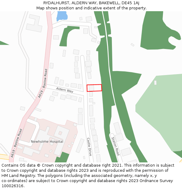 RYDALHURST, ALDERN WAY, BAKEWELL, DE45 1AJ: Location map and indicative extent of plot