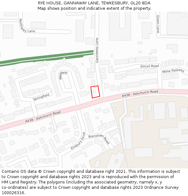 RYE HOUSE, GANNAWAY LANE, TEWKESBURY, GL20 8DA: Location map and indicative extent of plot