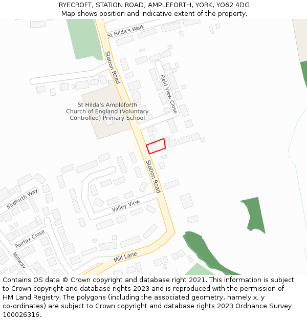 RYECROFT, STATION ROAD, AMPLEFORTH, YORK, YO62 4DG: Location map and indicative extent of plot