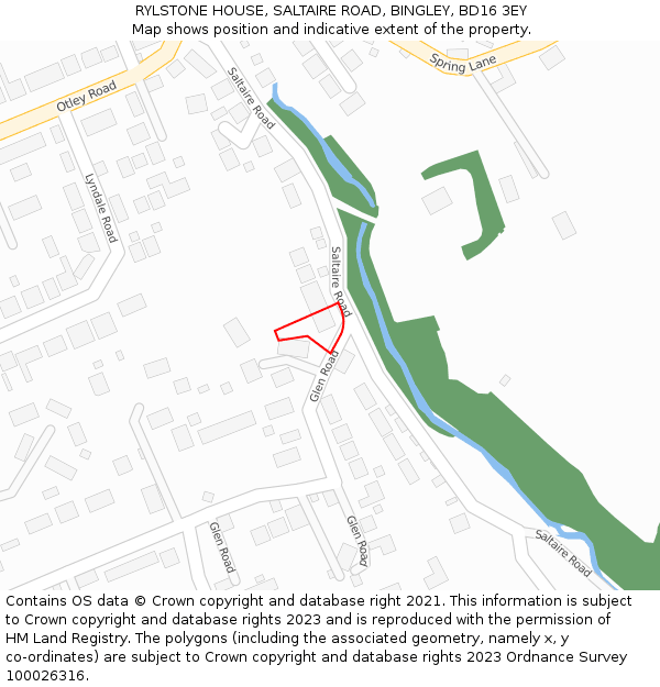 RYLSTONE HOUSE, SALTAIRE ROAD, BINGLEY, BD16 3EY: Location map and indicative extent of plot