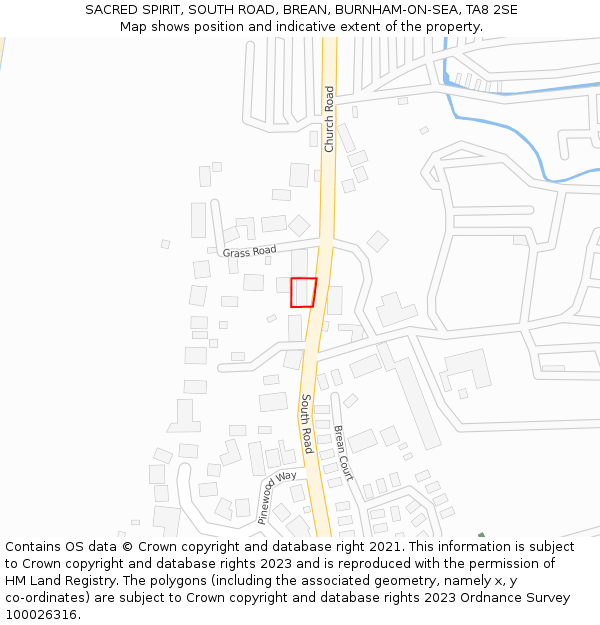 SACRED SPIRIT, SOUTH ROAD, BREAN, BURNHAM-ON-SEA, TA8 2SE: Location map and indicative extent of plot