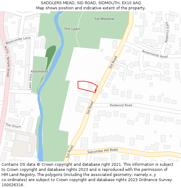 SADDLERS MEAD, SID ROAD, SIDMOUTH, EX10 9AQ: Location map and indicative extent of plot