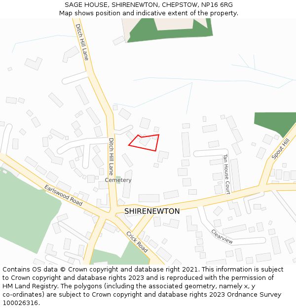 SAGE HOUSE, SHIRENEWTON, CHEPSTOW, NP16 6RG: Location map and indicative extent of plot