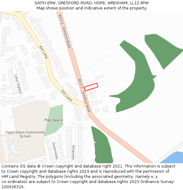 SAITH ERW, GRESFORD ROAD, HOPE, WREXHAM, LL12 9PW: Location map and indicative extent of plot