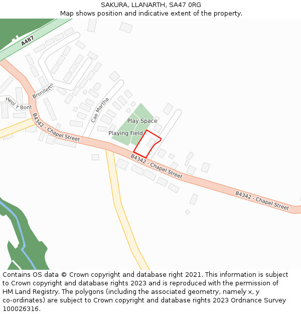 SAKURA, LLANARTH, SA47 0RG: Location map and indicative extent of plot