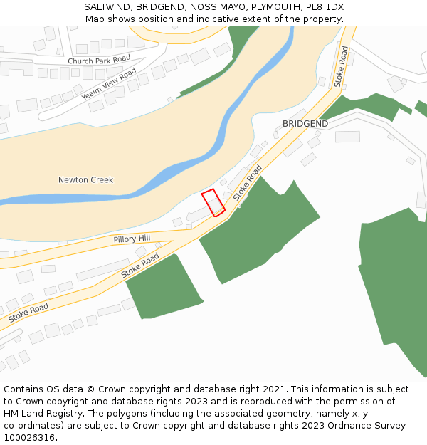 SALTWIND, BRIDGEND, NOSS MAYO, PLYMOUTH, PL8 1DX: Location map and indicative extent of plot