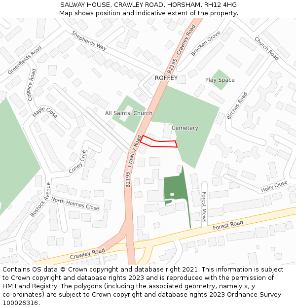 SALWAY HOUSE, CRAWLEY ROAD, HORSHAM, RH12 4HG: Location map and indicative extent of plot