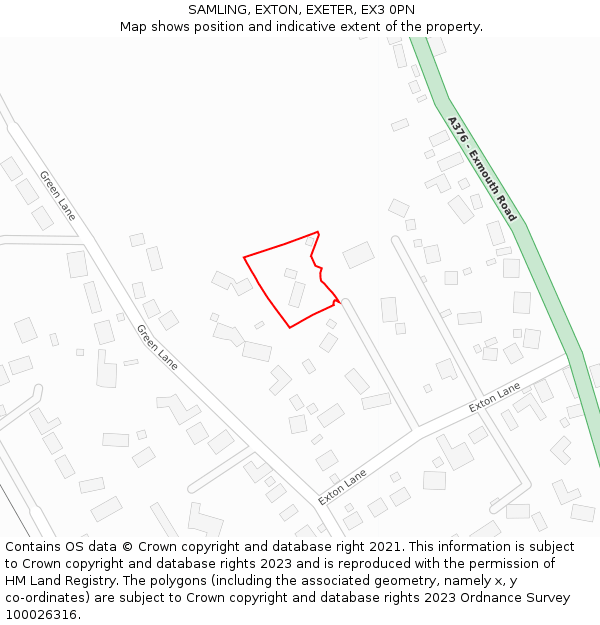 SAMLING, EXTON, EXETER, EX3 0PN: Location map and indicative extent of plot