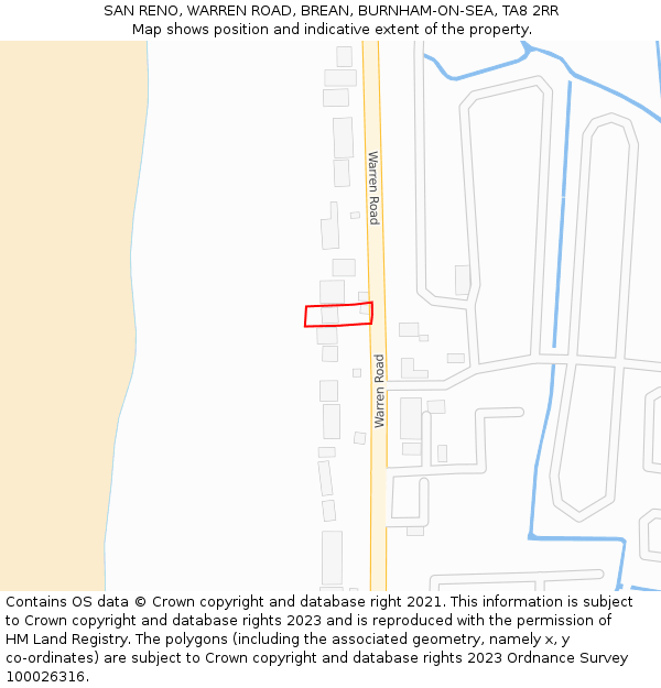 SAN RENO, WARREN ROAD, BREAN, BURNHAM-ON-SEA, TA8 2RR: Location map and indicative extent of plot