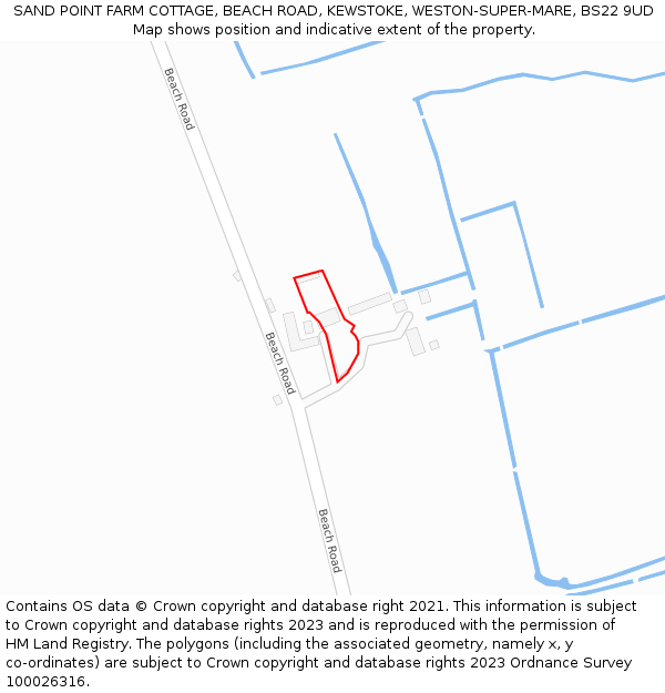 SAND POINT FARM COTTAGE, BEACH ROAD, KEWSTOKE, WESTON-SUPER-MARE, BS22 9UD: Location map and indicative extent of plot