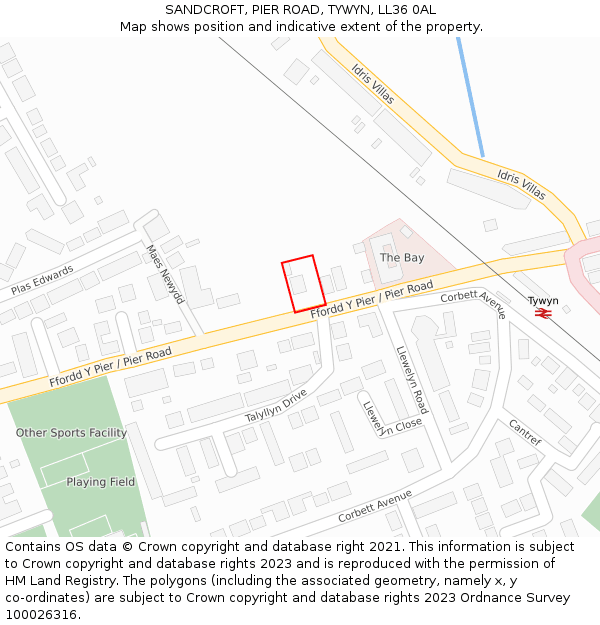 SANDCROFT, PIER ROAD, TYWYN, LL36 0AL: Location map and indicative extent of plot