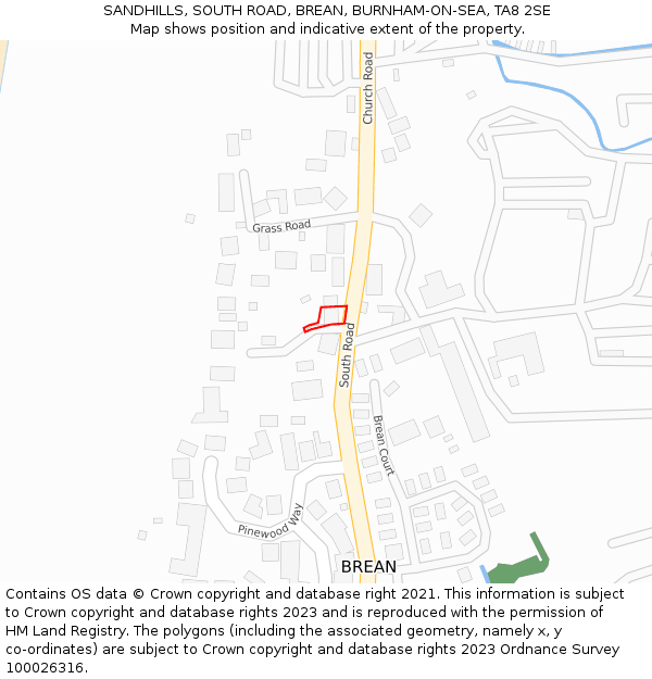 SANDHILLS, SOUTH ROAD, BREAN, BURNHAM-ON-SEA, TA8 2SE: Location map and indicative extent of plot