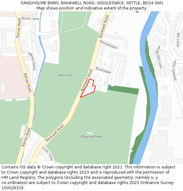 SANDHOLME BARN, BANKWELL ROAD, GIGGLESWICK, SETTLE, BD24 0AN: Location map and indicative extent of plot