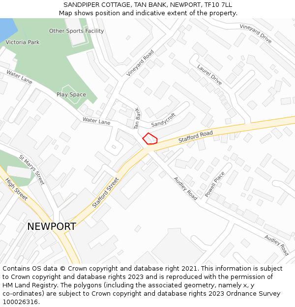 SANDPIPER COTTAGE, TAN BANK, NEWPORT, TF10 7LL: Location map and indicative extent of plot