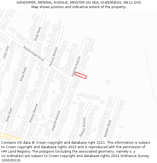 SANDPIPER, IMPERIAL AVENUE, MINSTER ON SEA, SHEERNESS, ME12 2HG: Location map and indicative extent of plot