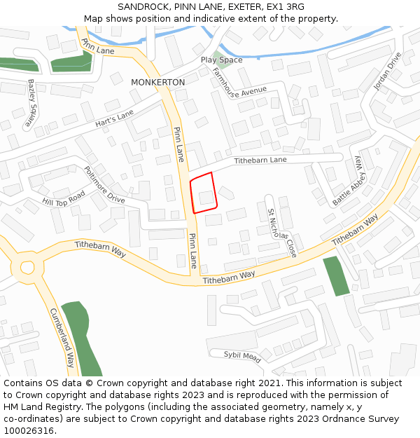 SANDROCK, PINN LANE, EXETER, EX1 3RG: Location map and indicative extent of plot