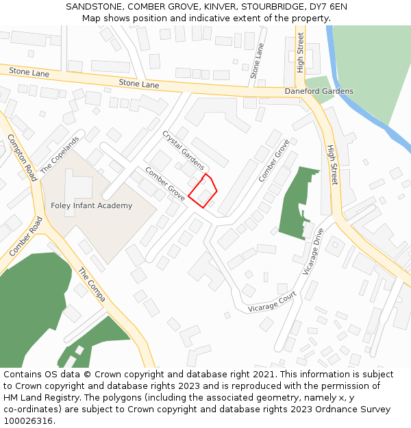 SANDSTONE, COMBER GROVE, KINVER, STOURBRIDGE, DY7 6EN: Location map and indicative extent of plot