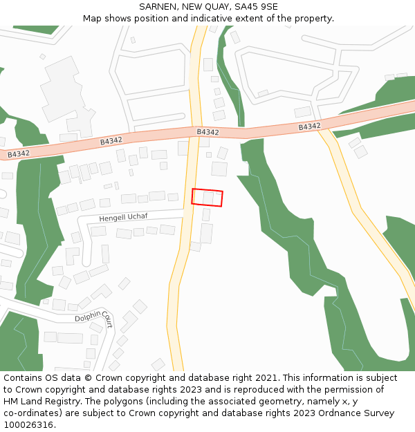 SARNEN, NEW QUAY, SA45 9SE: Location map and indicative extent of plot