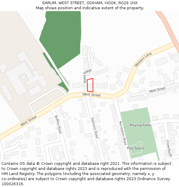 SARUM, WEST STREET, ODIHAM, HOOK, RG29 1NX: Location map and indicative extent of plot
