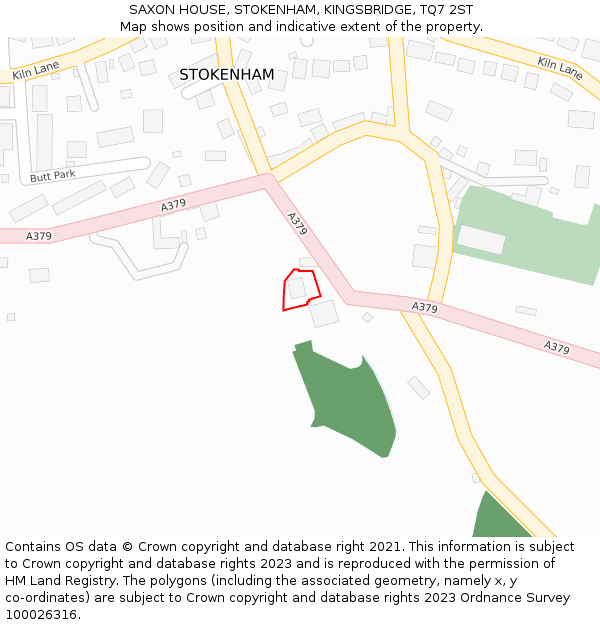 SAXON HOUSE, STOKENHAM, KINGSBRIDGE, TQ7 2ST: Location map and indicative extent of plot