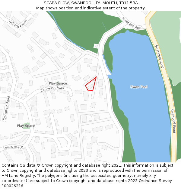 SCAPA FLOW, SWANPOOL, FALMOUTH, TR11 5BA: Location map and indicative extent of plot