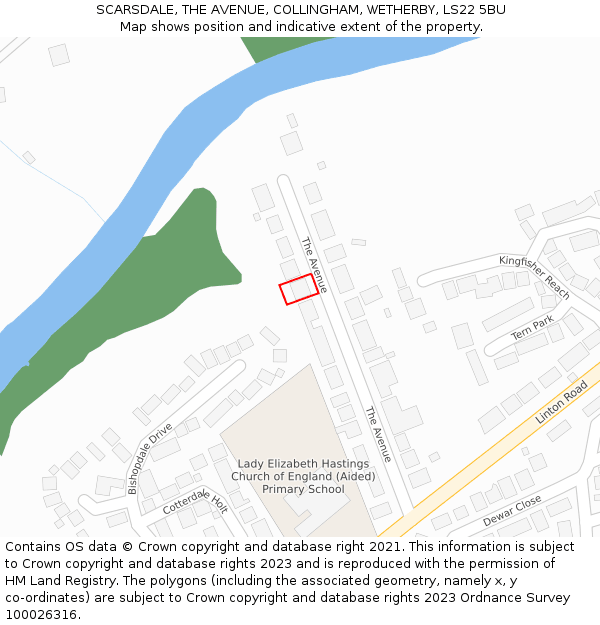 SCARSDALE, THE AVENUE, COLLINGHAM, WETHERBY, LS22 5BU: Location map and indicative extent of plot