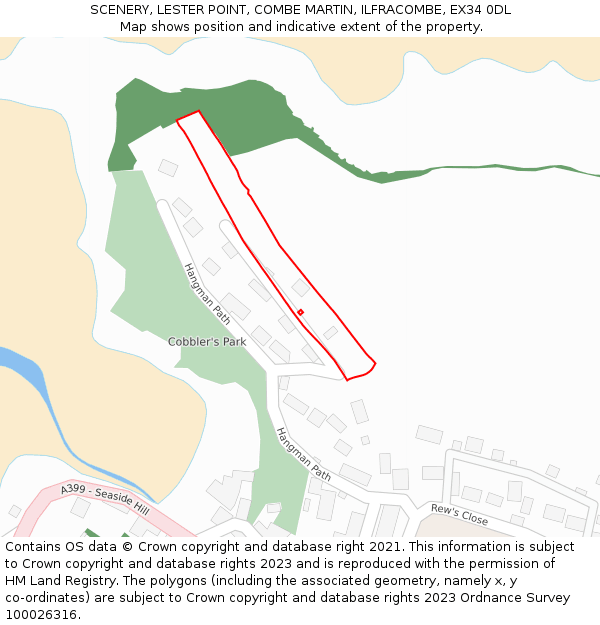 SCENERY, LESTER POINT, COMBE MARTIN, ILFRACOMBE, EX34 0DL: Location map and indicative extent of plot